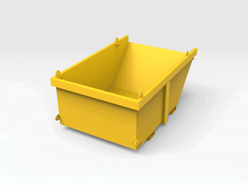 Waste Crane Bin REAR - site waste crane bin for heavy duty crane and forklift on construction sites